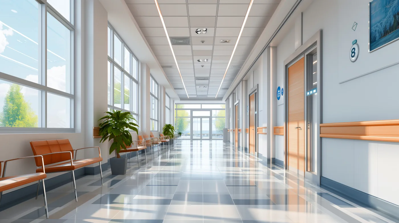 The bright, modern hallway at the Doctors 365 practice
